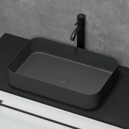 BATH DELUXE 06-052-18-02-00 - Umyvadlo na desku LJORDAL 52x34 cm nerezová ocel/matná černá