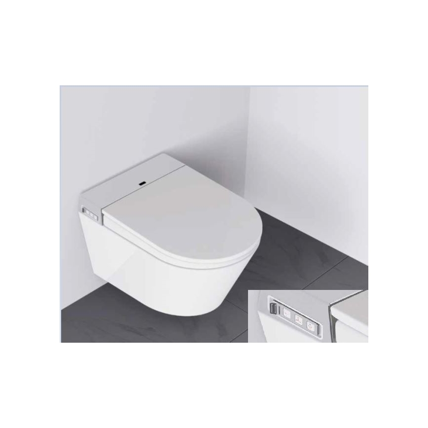 BATH DELUXE 21-040-02-11-00 - Závěsné WC s bidetem a prkénkem SoftClose TISVILDELEJE 1600W/230V bílá + dálkové ovládání