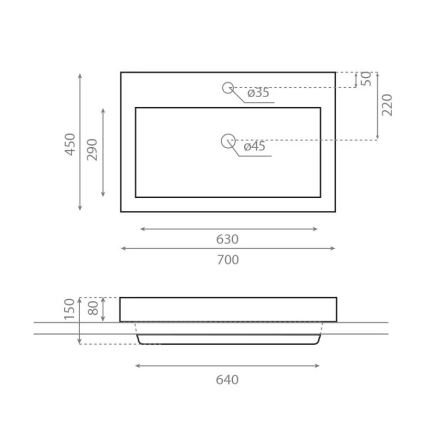Bathco 0023 - Zápustné umyvadlo MANCHESTER 70x45 cm porcelán/bílá