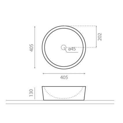 Bathco 00308 - Umyvadlo na desku DUAL pr. 40,5 cm kámen/šedá