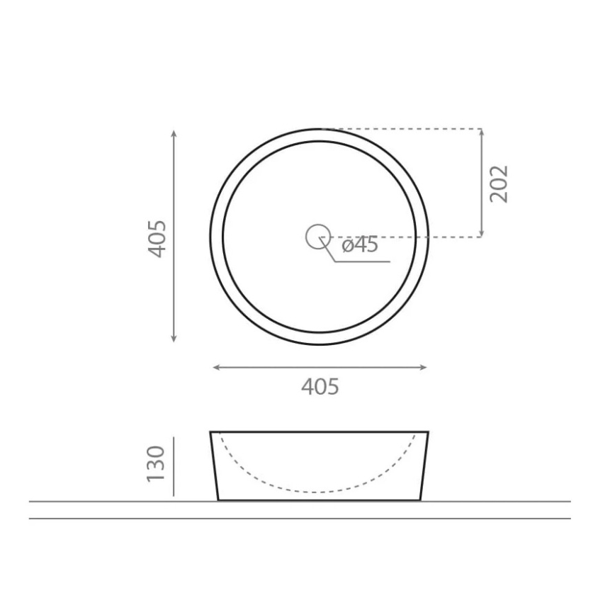 Bathco 00308 - Umyvadlo na desku DUAL pr. 40,5 cm kámen/šedá