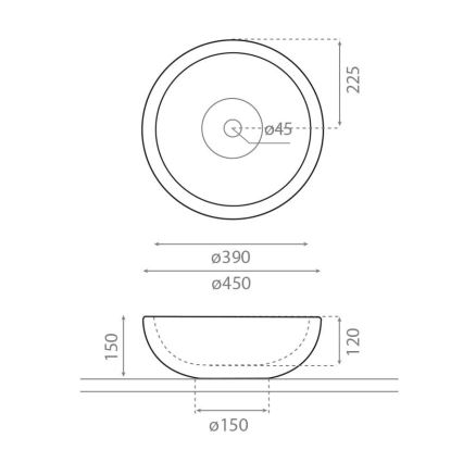 Bathco 00318 - Umyvadlo na desku PUKET pr. 45 cm kámen/béžová