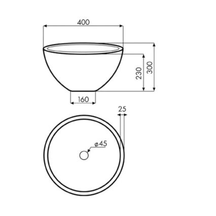 Bathco 00374 - Umyvadlo do desky vestavné  MIRAGE pr. 40 cm kámen/šedá
