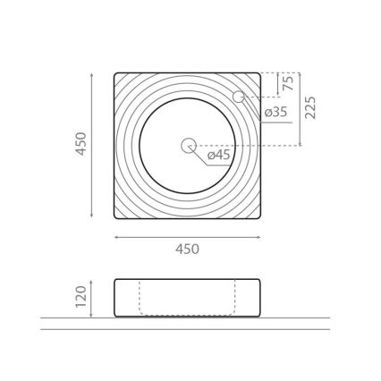 Bathco 0081 - Umyvadlo na desku GOTA 45x45 cm porcelán/bílá