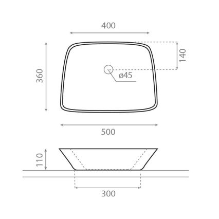 Bathco 0091 - Umyvadlo na desku ANABEL 50x36 cm porcelán/bílá