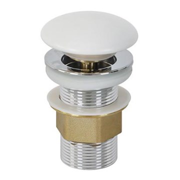 Bathco 0212MT- Umyvadlová výpusť bez přepadu CLICK-CLACK pr. 6 cm lesklý chrom/matná bílá