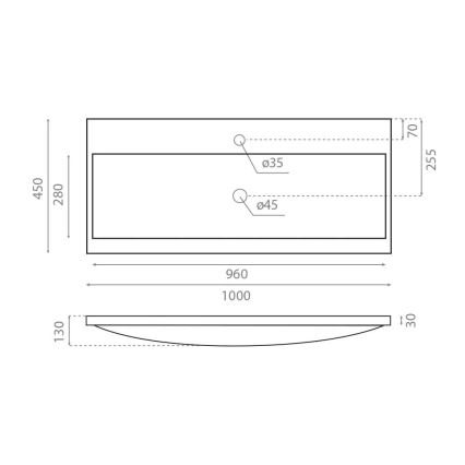 Bathco 0506 - Zápustné umyvadlo MANHATTAN 100x45 cm pryskyřice/bílá