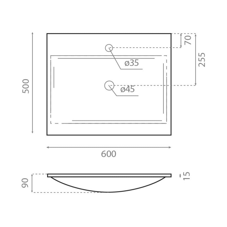 Bathco 0507 - Zápustné umyvadlo MONACO 60x50 cm pryskyřice/bílá