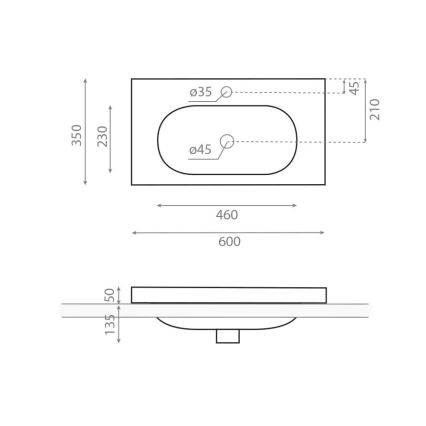 Bathco 0516 - Zápustné umyvadlo ICE 60x35 cm pryskyřice/bílá