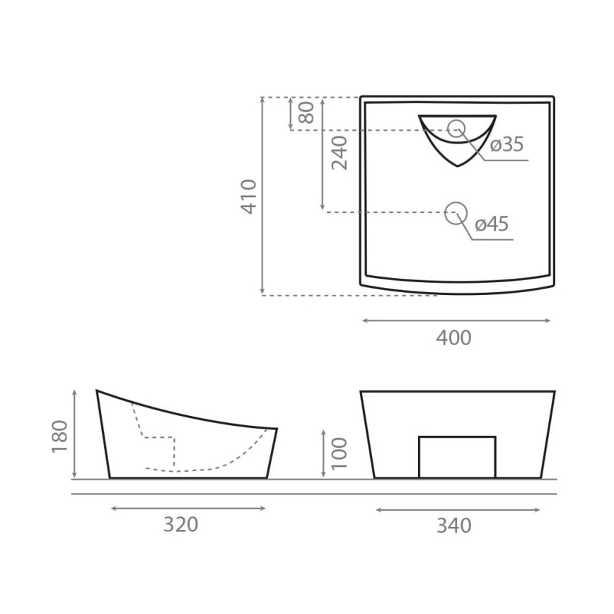 Bathco 4002 - Umyvadlo na desku SORIA 40x41 cm porcelán/bílá