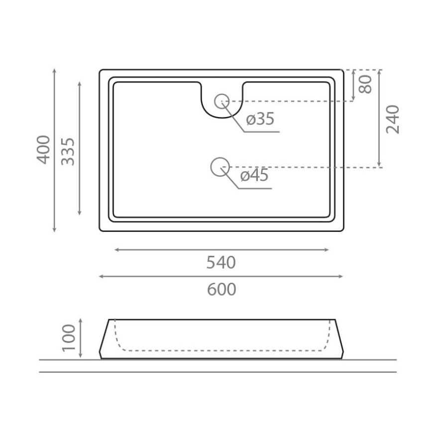 Bathco 4004 - Umyvadlo na desku GALICIA 60x40 cm porcelán/bílá