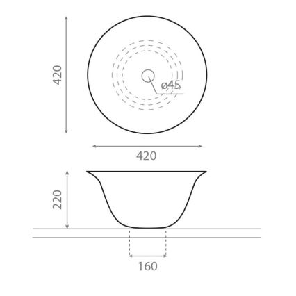 Bathco 4062 - Umyvadlo na desku NORDIC pr. 42 cm porcelán/bílá