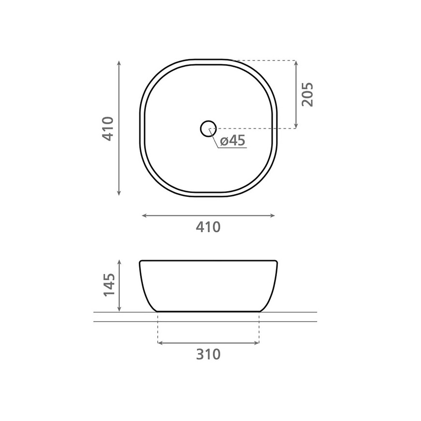 Bathco 4071 - Umyvadlo na desku OLEA 41x41 cm porcelán/bílá