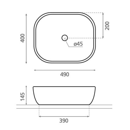 Bathco 4072 - Umyvadlo na desku OLEA 49x40 cm porcelán/bílá