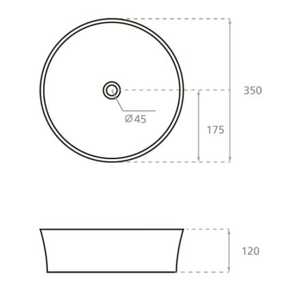 Bathco 4086 - Umyvadlo na desku VOLTA pr. 35 cm porcelán/bílá
