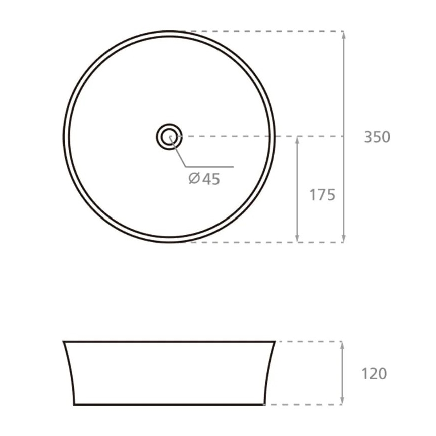 Bathco 4086 - Umyvadlo na desku VOLTA pr. 35 cm porcelán/bílá