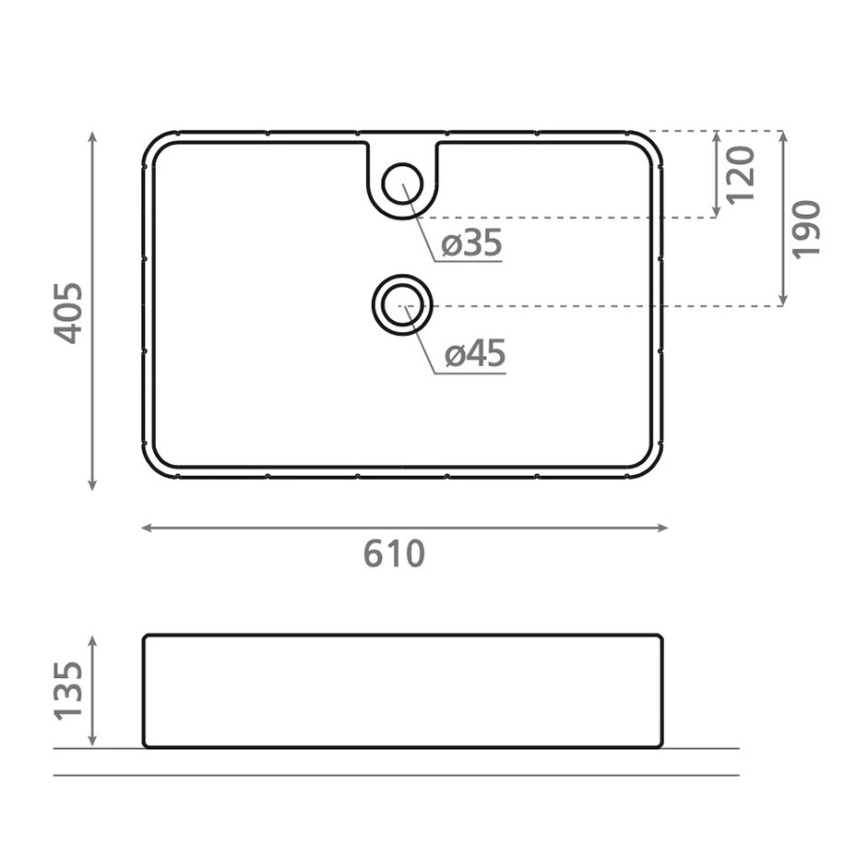 Bathco 4161 - Umyvadlo na desku CIRCUS 61x40,5 cm porcelán/béžová