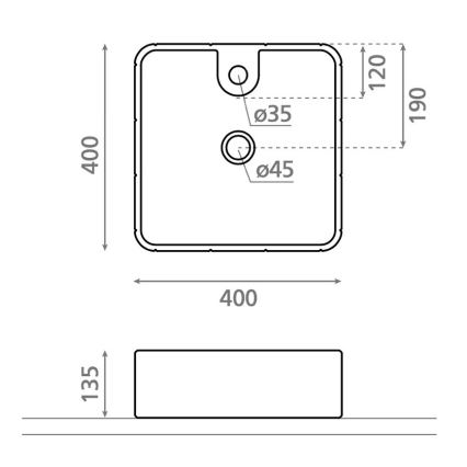Bathco 4162 - Umyvadlo na desku CIRCUS 40x40 cm porcelán/béžová
