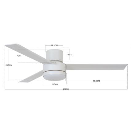BAYSIDE 213036 - LED Stropní ventilátor LAGOON GX53/17W/230V bílá + dálkové ovládání