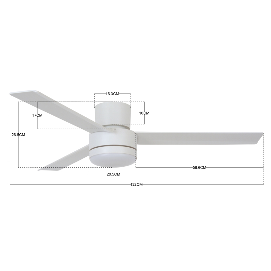 BAYSIDE 213036 - LED Stropní ventilátor LAGOON GX53/17W/230V bílá + dálkové ovládání