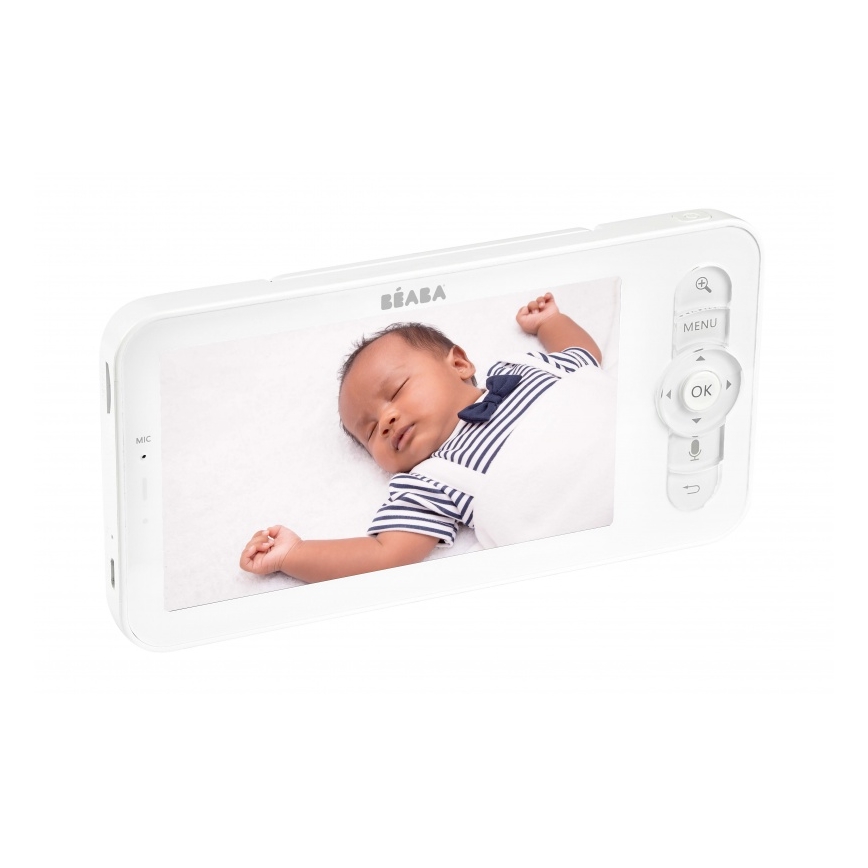 Beaba - Chytrá nabíjecí dětská chůvička s monitorem ZEN NIGHT 720p 5V 4000 mAh Wi-Fi bílá