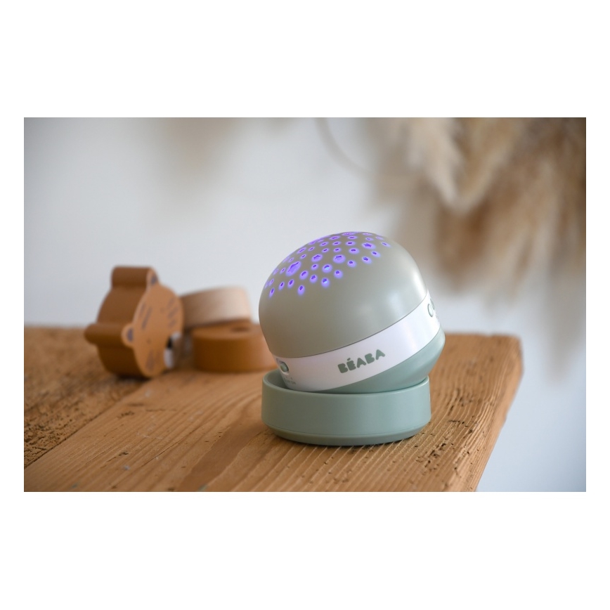 Beaba - Projektor s melodií PIXIE USB/5V 1300 mAh zelená