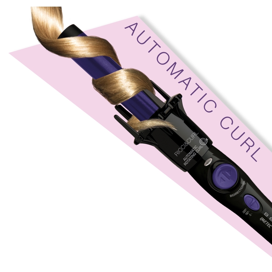 Bellissima 11307 - Rotační kulma na vlasy RICCI&CURL 230V černá/fialová