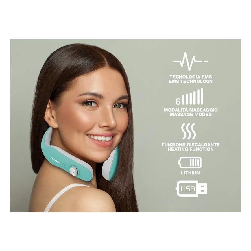 Beper - Nabíjecí masážní přístroj krku EMS 5V/900 mAh mintová