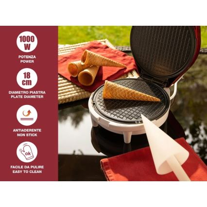 Beper - Vaflovač 2v1 1000W/230V červená