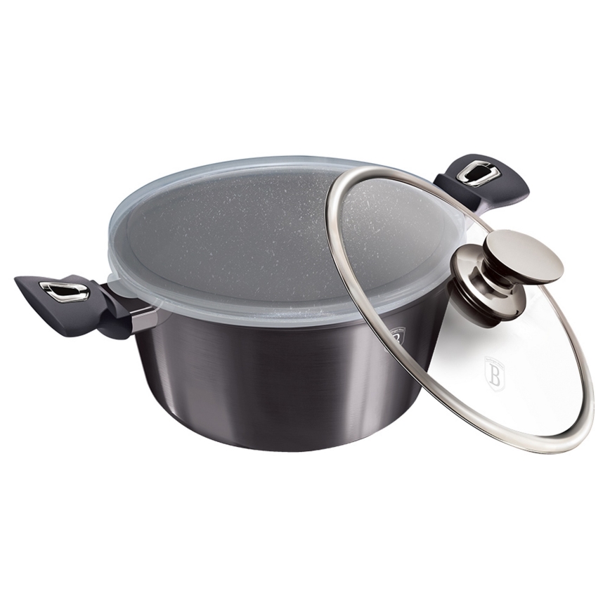 BerlingerHaus - Kastrol s mramorovým povrchem + poklice 20 cm černá