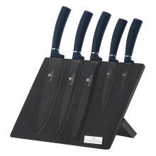 BerlingerHaus - Sada nerezových nožů s magnetickým stojanem 6 ks modrá/černá