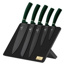 BerlingerHaus - Sada nerezových nožů s magnetickým stojanem 6 ks zelená/černá