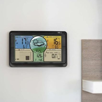 Bezdrátová meteostanice s barevným LCD displejem a srážkoměrem 3xAAA černá
