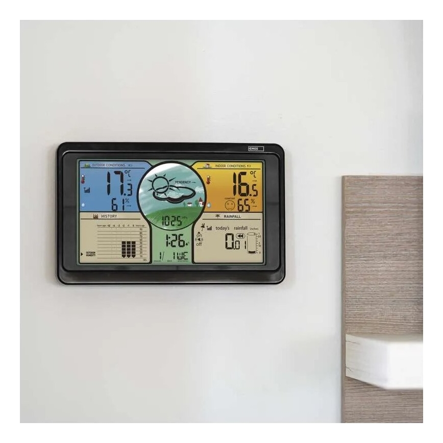 Bezdrátová meteostanice s barevným LCD displejem a srážkoměrem 3xAAA černá