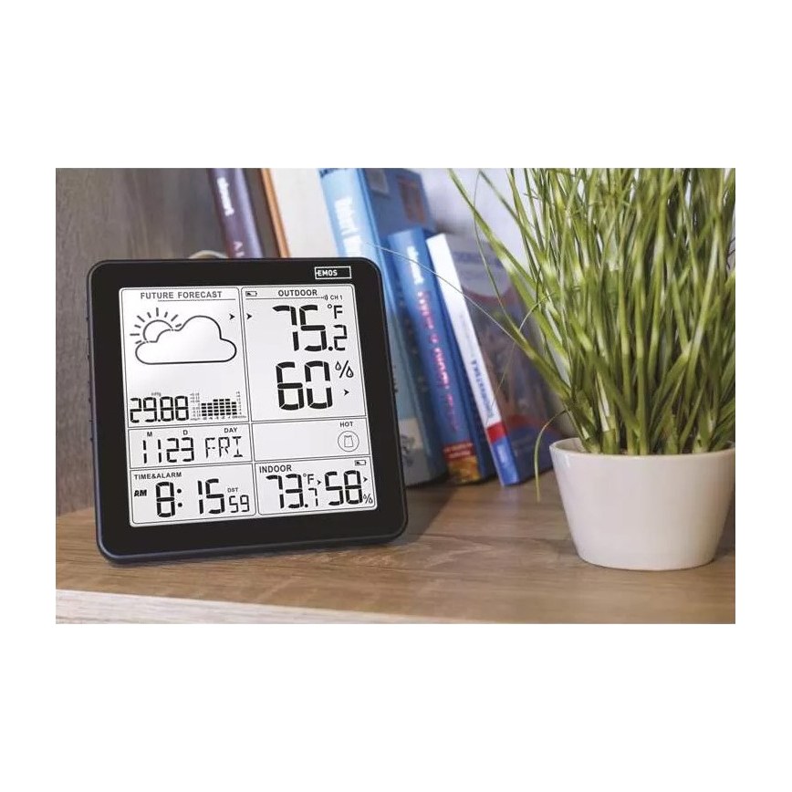 Bezdrátová meteostanice s budíkem 3xAA černá