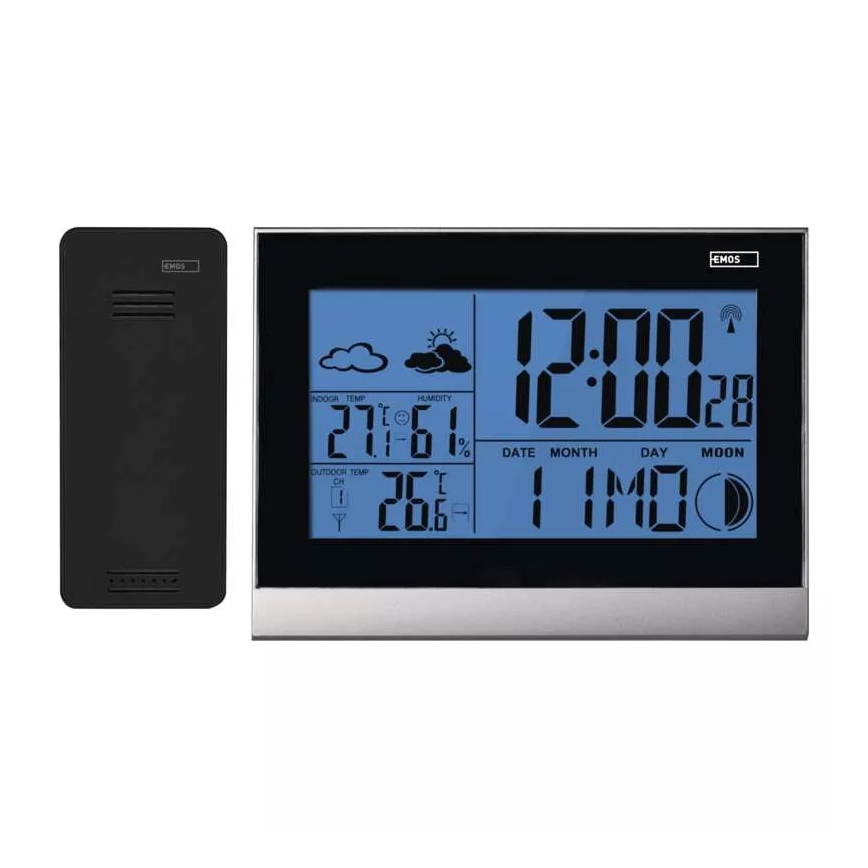 Bezdrátová meteostanice s budíkem 3xAAA černá