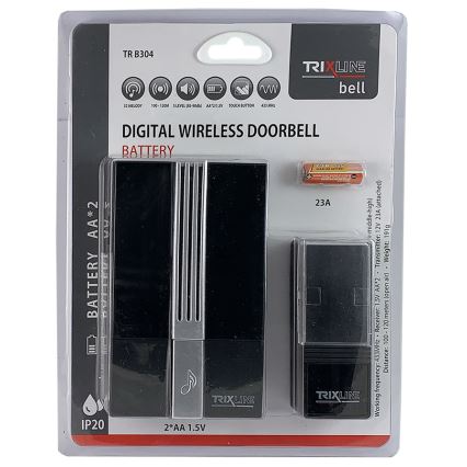 Bezdrátový zvonek BELL 1x23A + 2xAA černá
