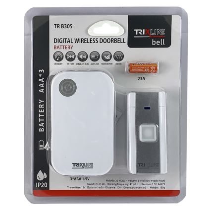 Bezdrátový zvonek BELL 1x23A + 3xAAA bílá