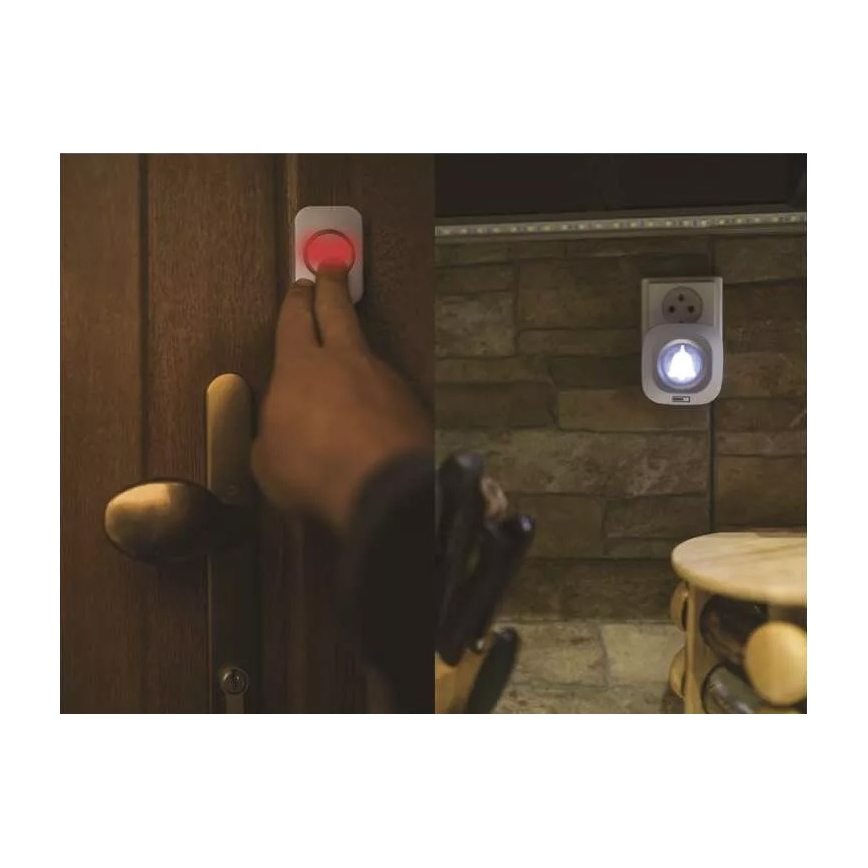 Bezdrátový zvonek do zásuvky 230V + 1xCR2032 IP44 bílá