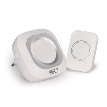 Bezdrátový zvonek do zásuvky 230V + 1xCR2032 IP44 bílá