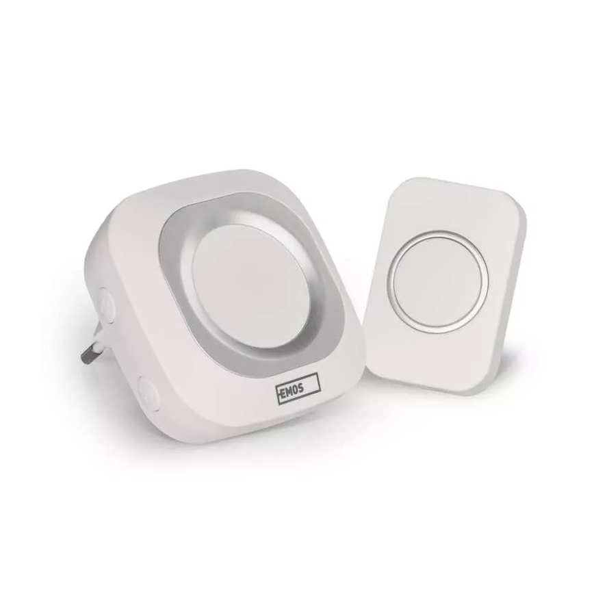 Bezdrátový zvonek do zásuvky 230V + 1xCR2032 IP44 bílá