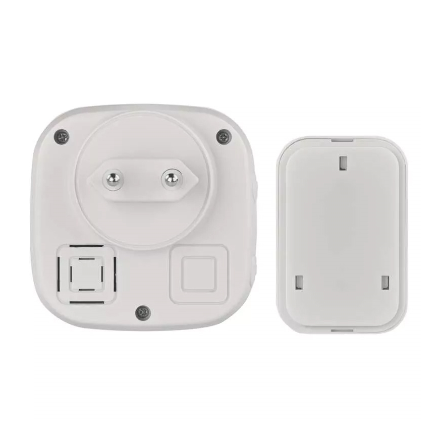 Bezdrátový zvonek do zásuvky 230V + 1xCR2032 IP44 šedá