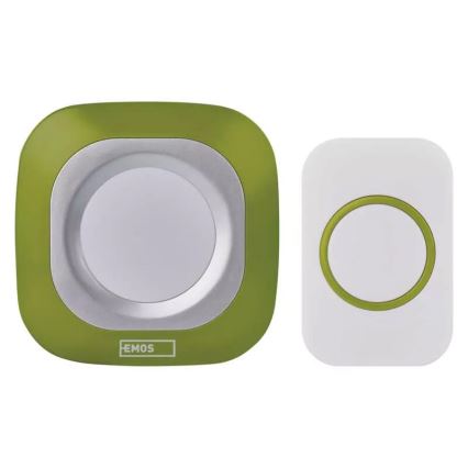Bezdrátový zvonek do zásuvky 230V + 1xCR2032 IP44 zelená