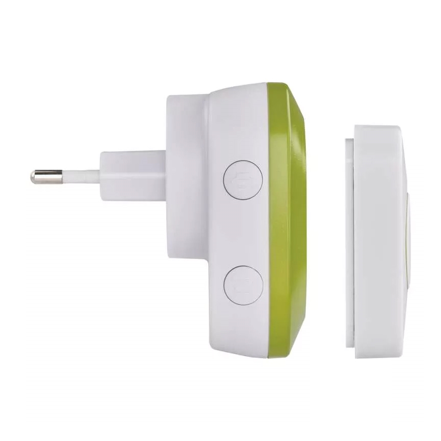 Bezdrátový zvonek do zásuvky 230V + 1xCR2032 IP44 zelená