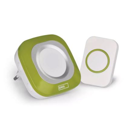 Bezdrátový zvonek do zásuvky 230V + 1xCR2032 IP44 zelená