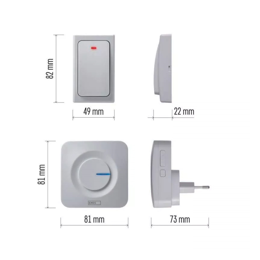 Bezdrátový zvonek do zásuvky 230V IP44 bílá