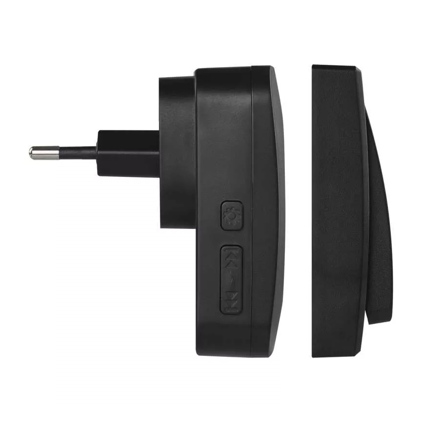 Bezdrátový zvonek do zásuvky 230V IP44 černá