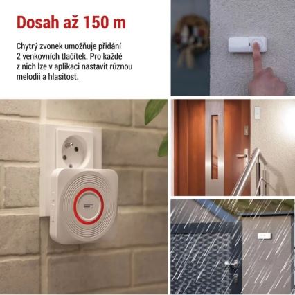 Bezdrátový zvonek do zásuvky GoSmart 230V + 1xCR2032 bílá Wi-Fi