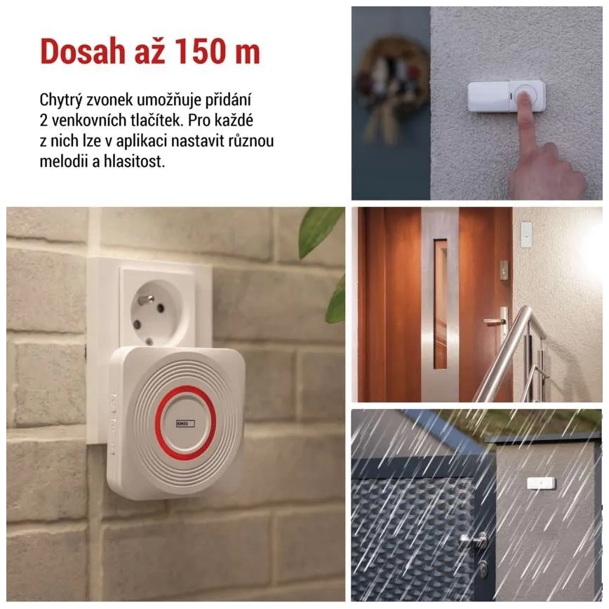 Bezdrátový zvonek do zásuvky GoSmart 230V + 1xCR2032 bílá Wi-Fi