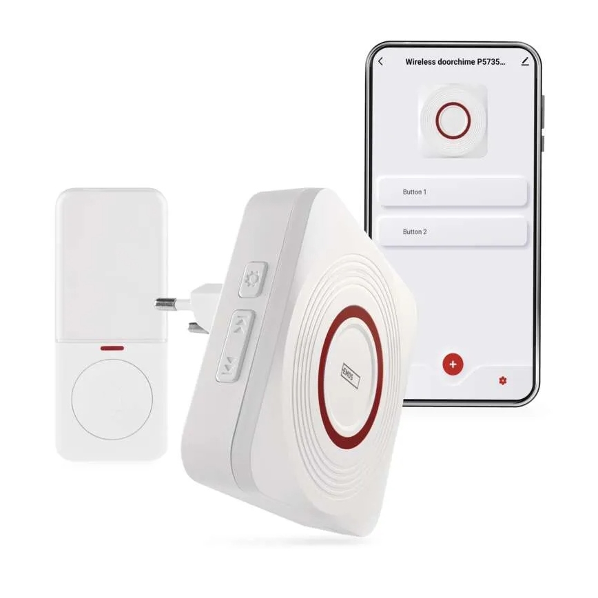 Bezdrátový zvonek do zásuvky GoSmart 230V + 1xCR2032 bílá Wi-Fi